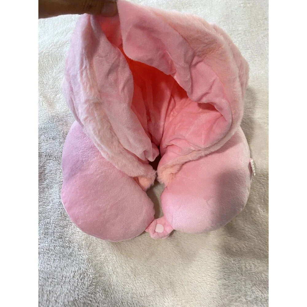 Sanrio My Melody Hooded Travel Neck Pillow Convertible Plush Pink Cute Kawaii